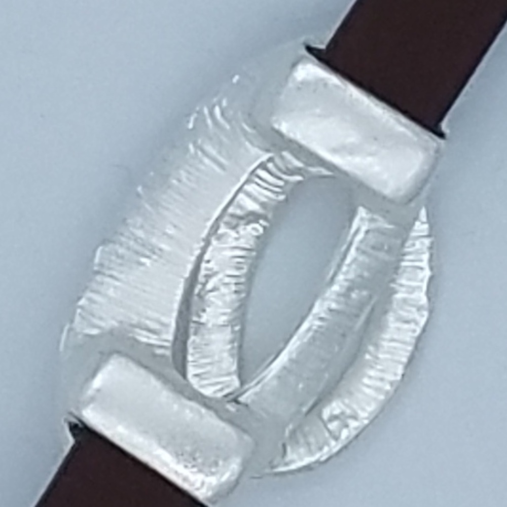 Leather Geometric Bracelet Bangle Clasp Brown - Picture 5 of 8